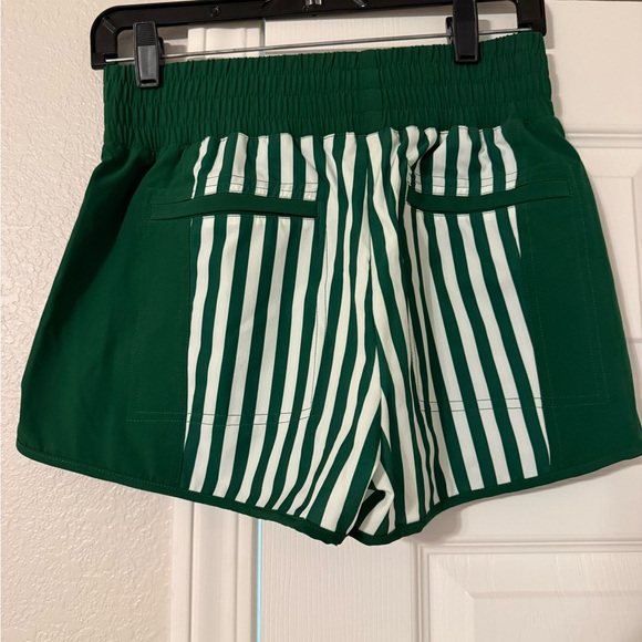 Beach Riot Emerald and White Striped Athletic Shorts - Picture 2 of 4